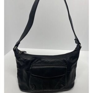 Fossil Shoulder Bag Purse Black Pebbled Leather Size Medium Good Condition